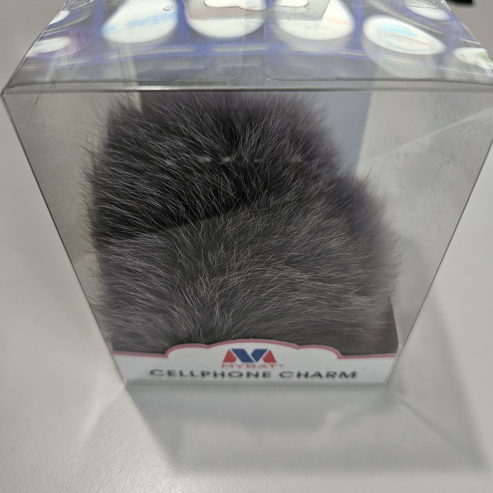 Faux Fur Trendy Fashion Ball Women Handbag Cellphone Charm Gray