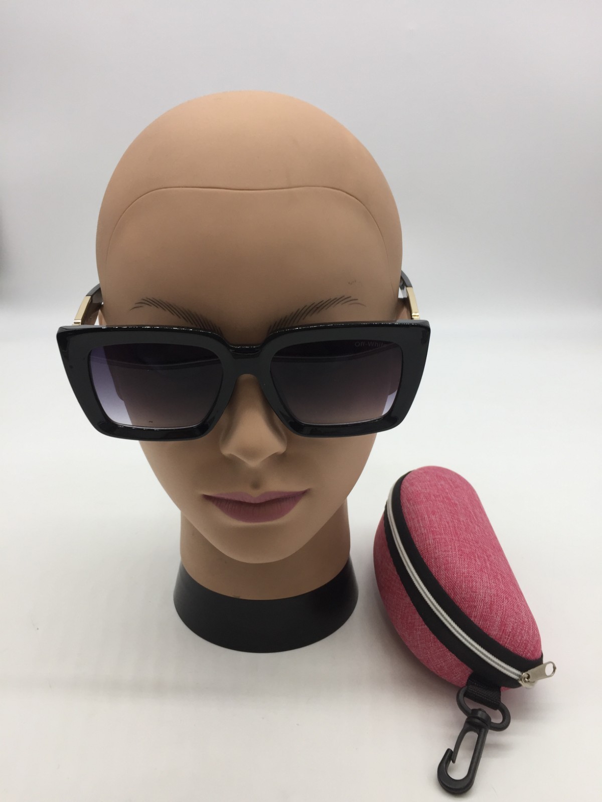 Off-White Fashion Trendy Black Sunglasses 59-21-126 Blue Lens