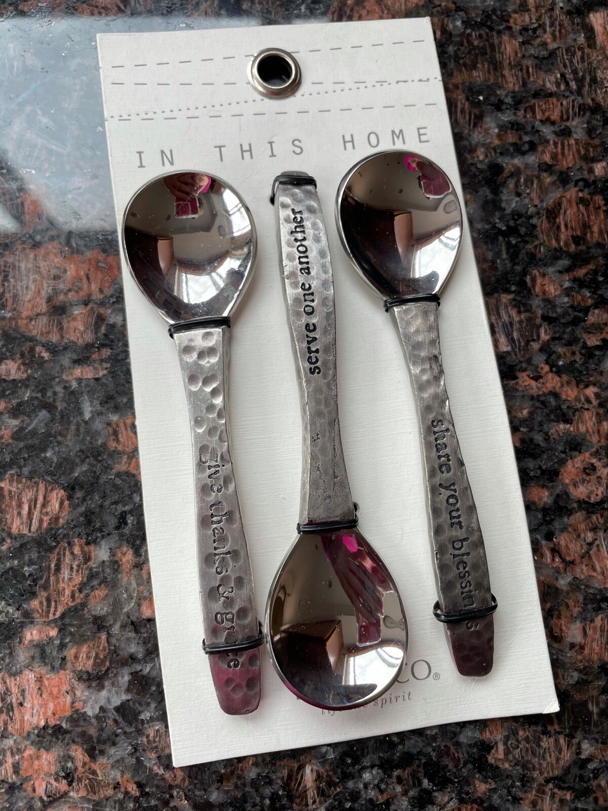 DEMDACO In This Home Spoon Set of 3 Stainless Steel Spoons Inspirational Quotes