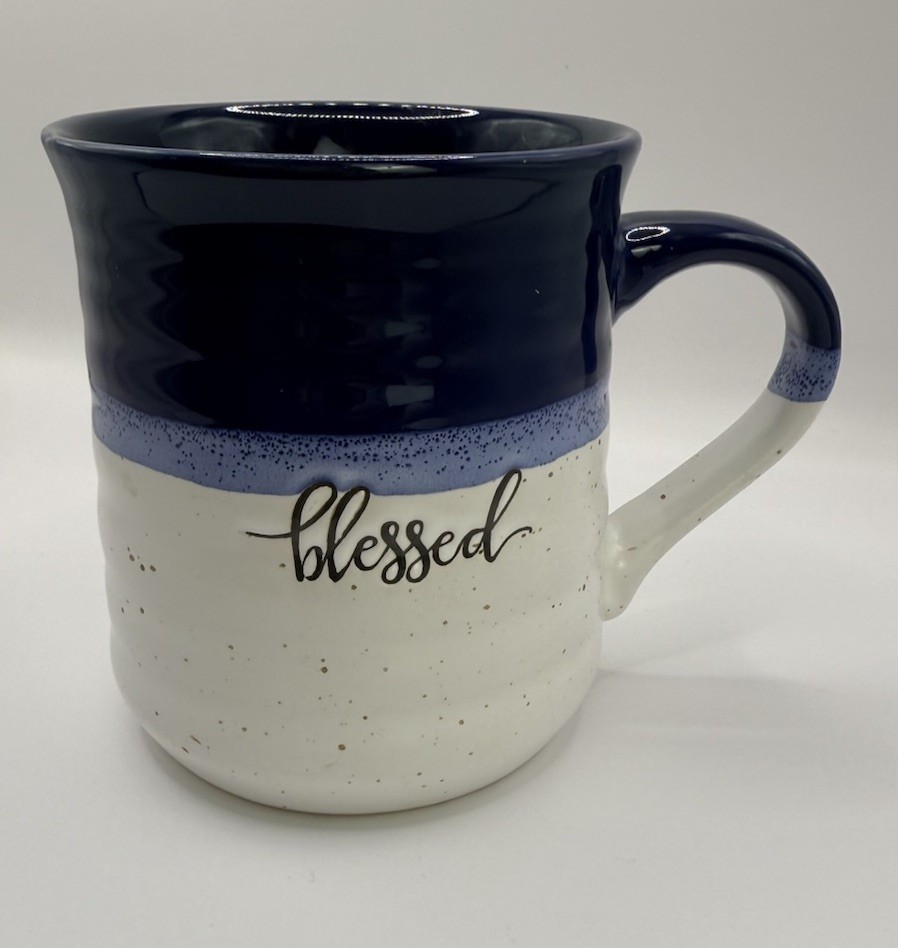 Sheffield Home Blessed Blue White Ombré  Coffee Mug Cup Religious Faith Gift
