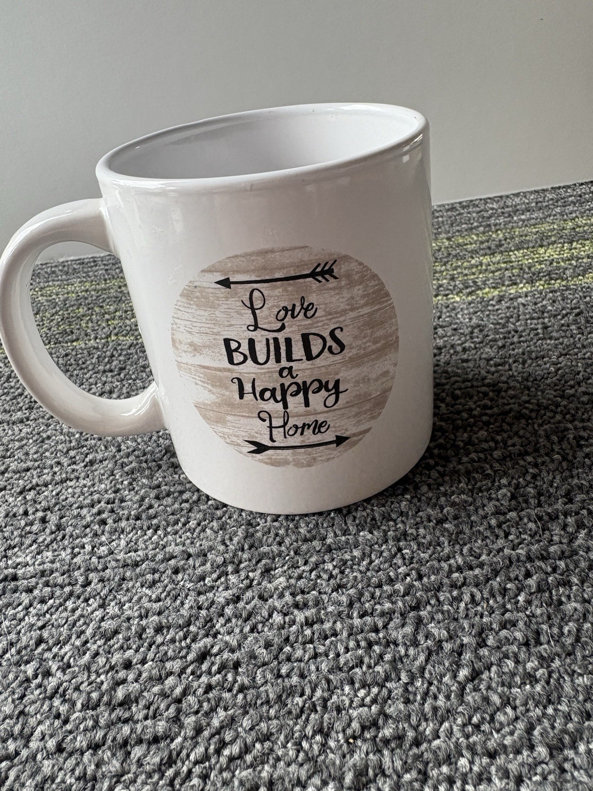 Love Builds a Happy Home Inspirational Ceramic Coffee Mug White 16oz