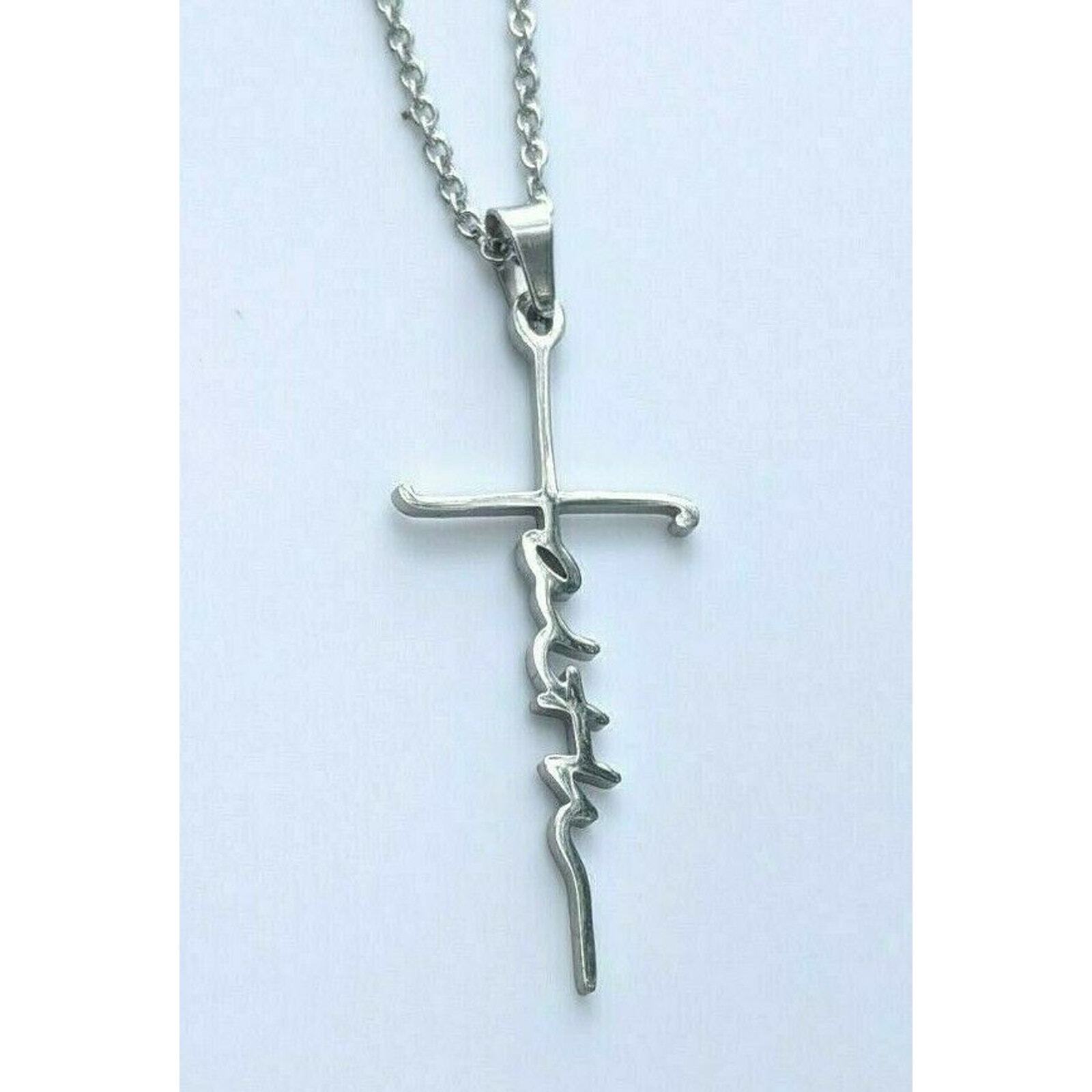 Women's Gift Christian Faith Cross Stainless Steel Silver Pendant Necklace Gifts