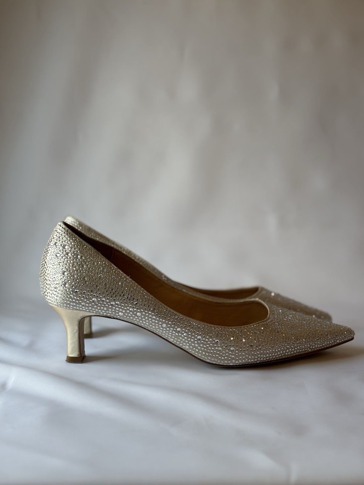 Jewel Badgley Mischka Women's Frenchie Kitten Heel Evening Pumps Silver-Tone