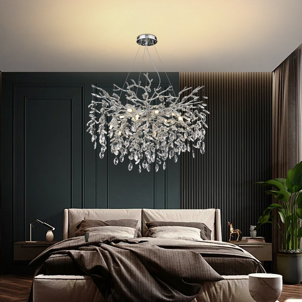 Luxury K9 Crystal Ceiling Fixture Light Round Pendant Lamp Chandelier Lighting