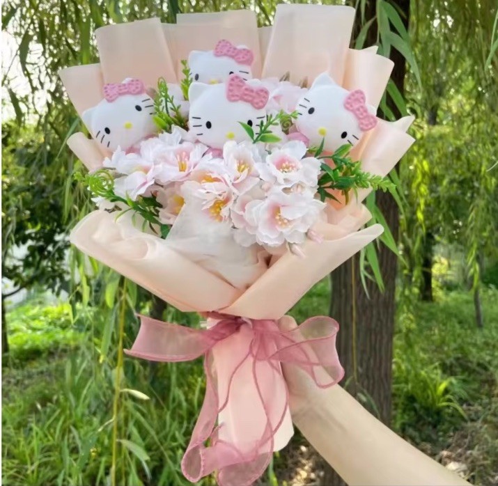 Cartoon Hello Kitty With Artificial Flower Creative Bouquet Valentine Birthday