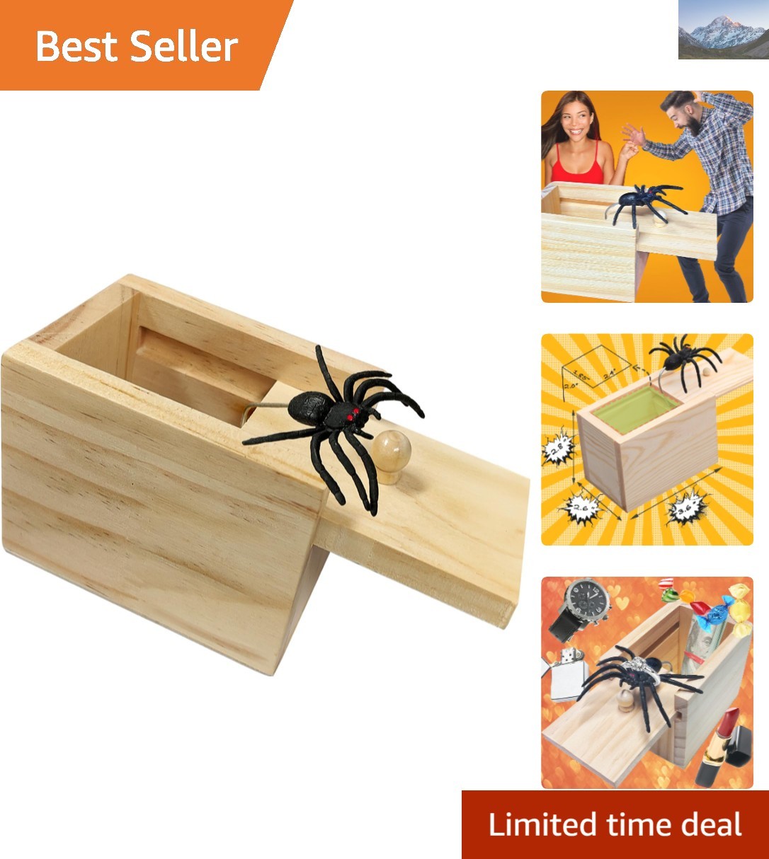 Compact Spider Jump Scare Box - Creative Prank Present for Kids and Adults