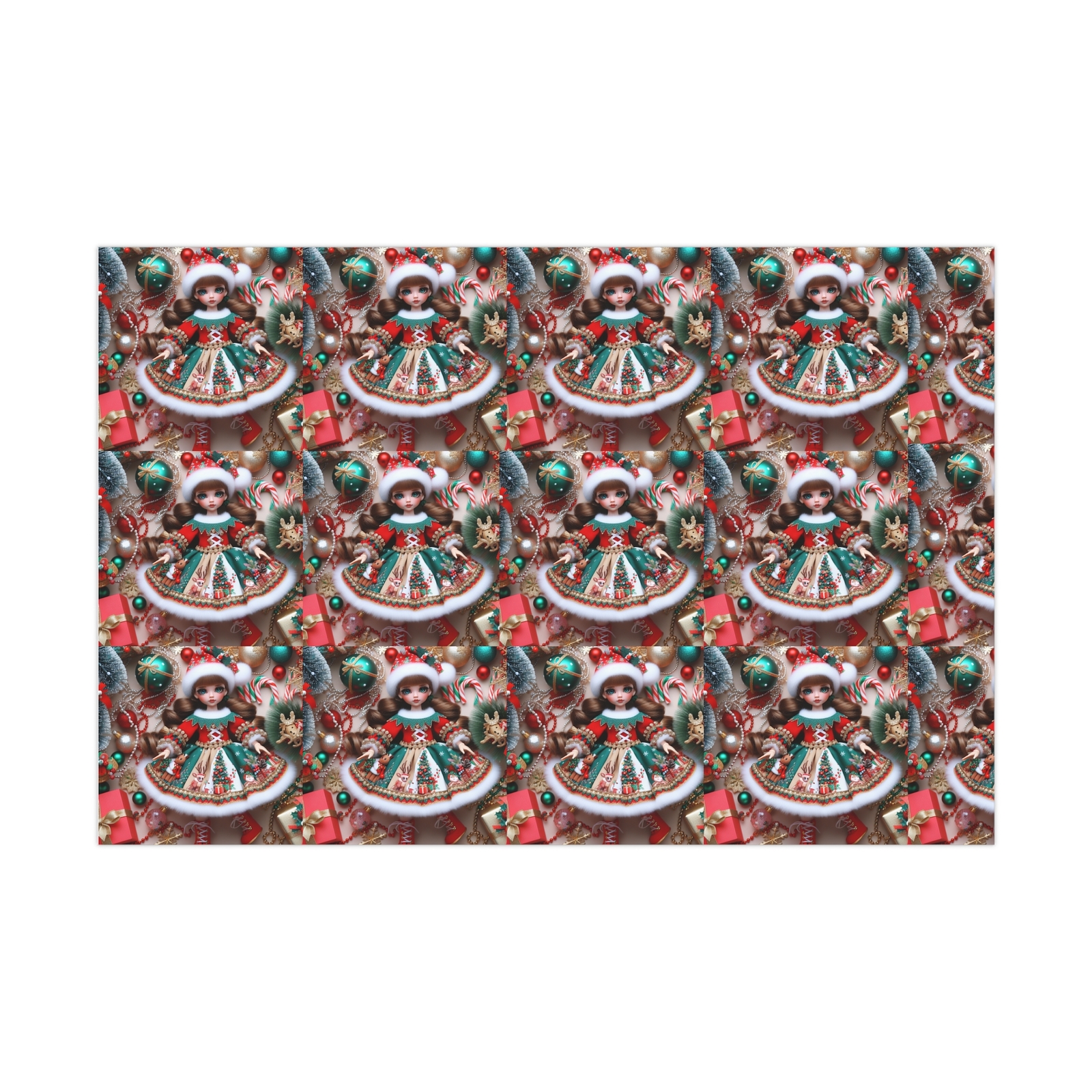Christmas Doll Gift Wrap Papers - Holiday Doll Design for Creative Present Wraps