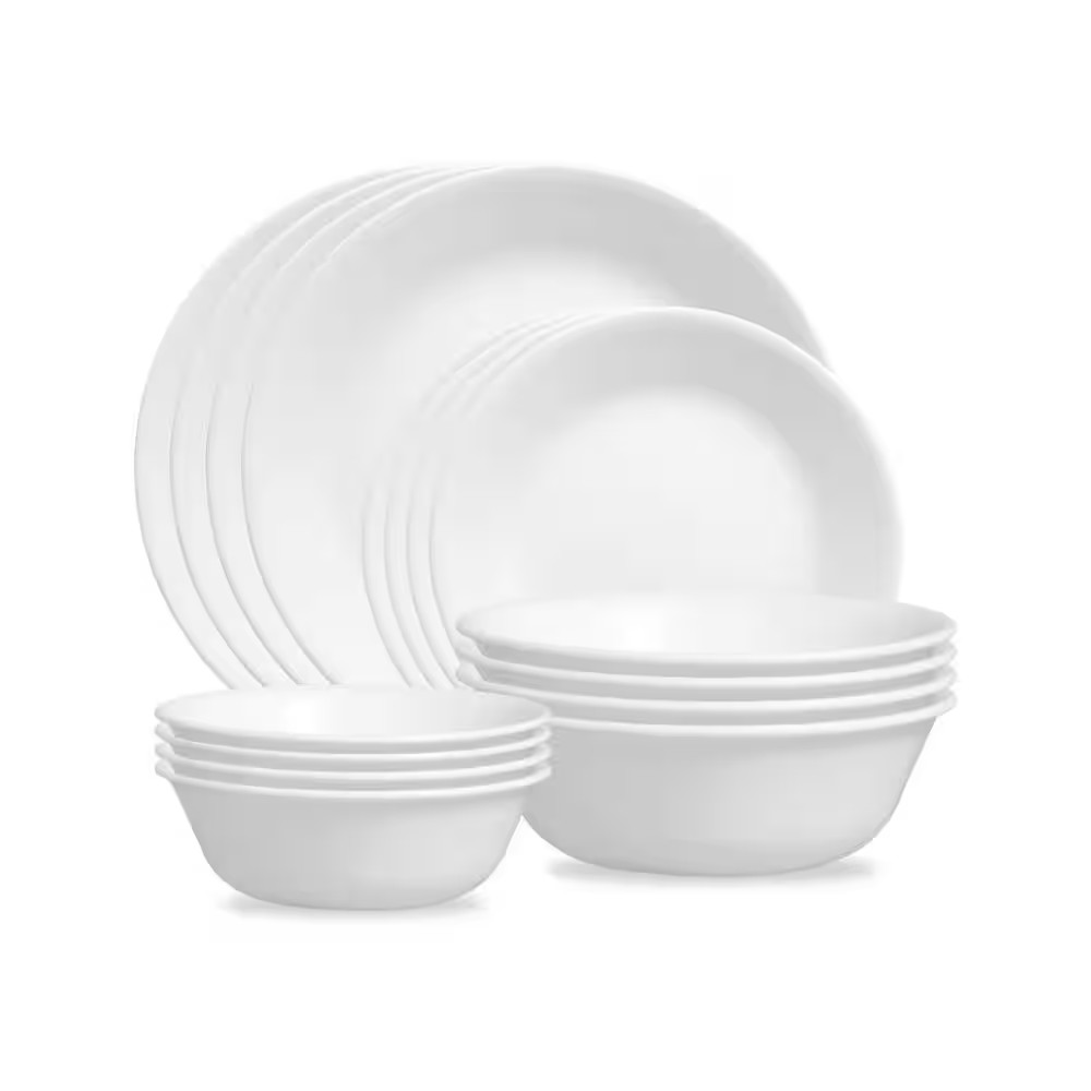 Corelle Dinnerware Set Winter Frost White Chip Resistant 16-Piece Service for 4
