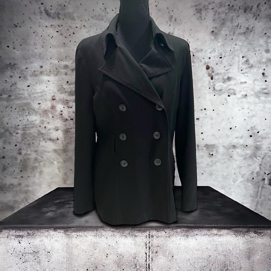 AB Studio Womens Black Peacoat Sz 8 Classic Stylish Winter Versatile Casual Warm