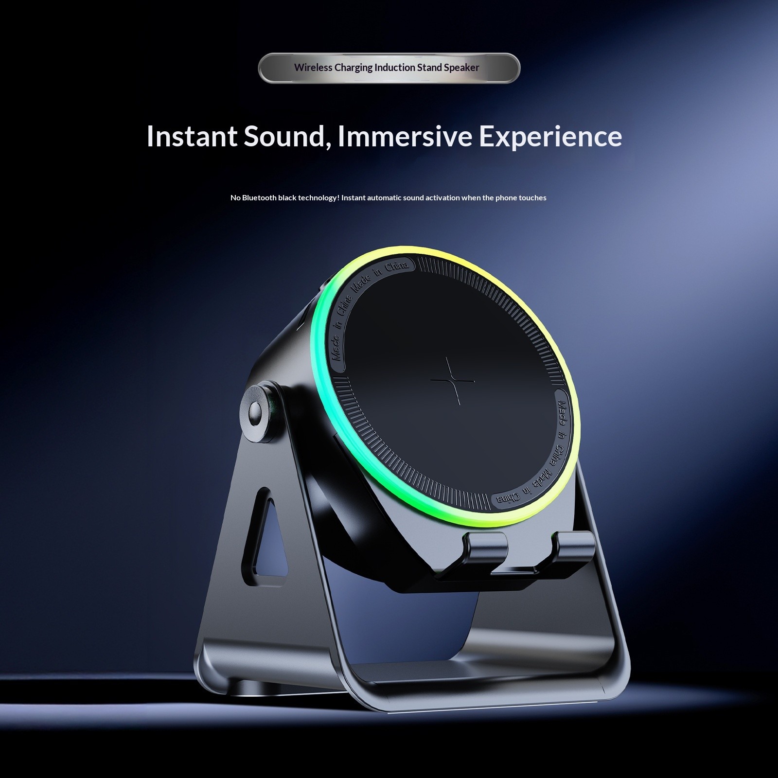 Cool Tech Gadget Gift, ZJ-08 RGB Wireless Charging Bluetooth Speaker Stand