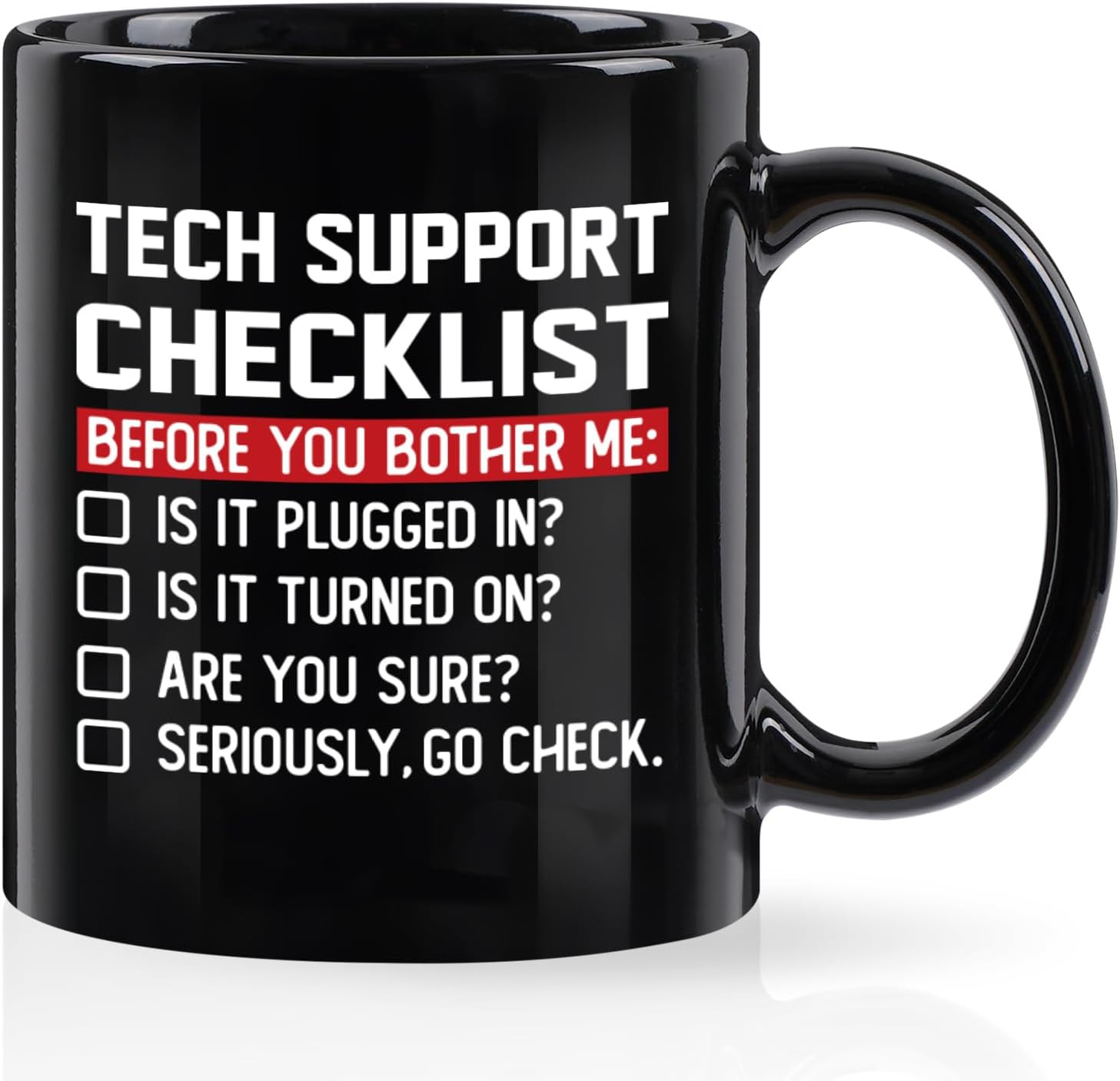 Tech Support Gifts Checklist Mug, Christmas Gifts for IT Tech Guys, Technicians,