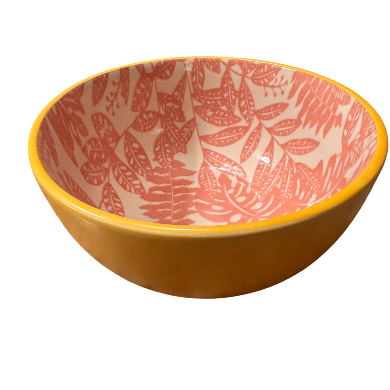 Yellow Botanical Spring Serving Bowl Cottagecore Kitchen Decor 6in Ceramic