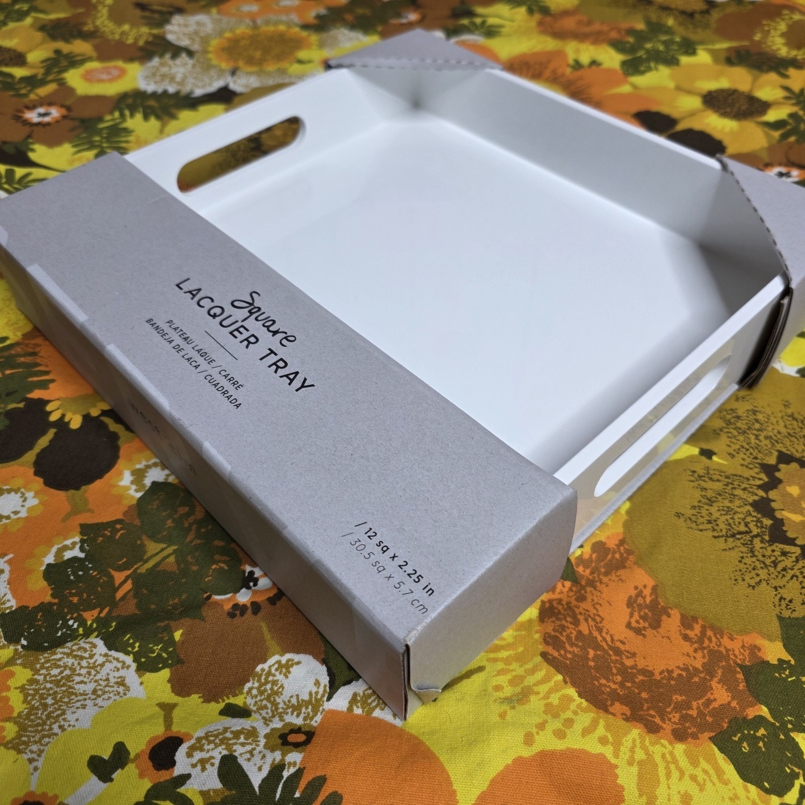 West Elm White Square Lacquer Tray 12" Modern Decor