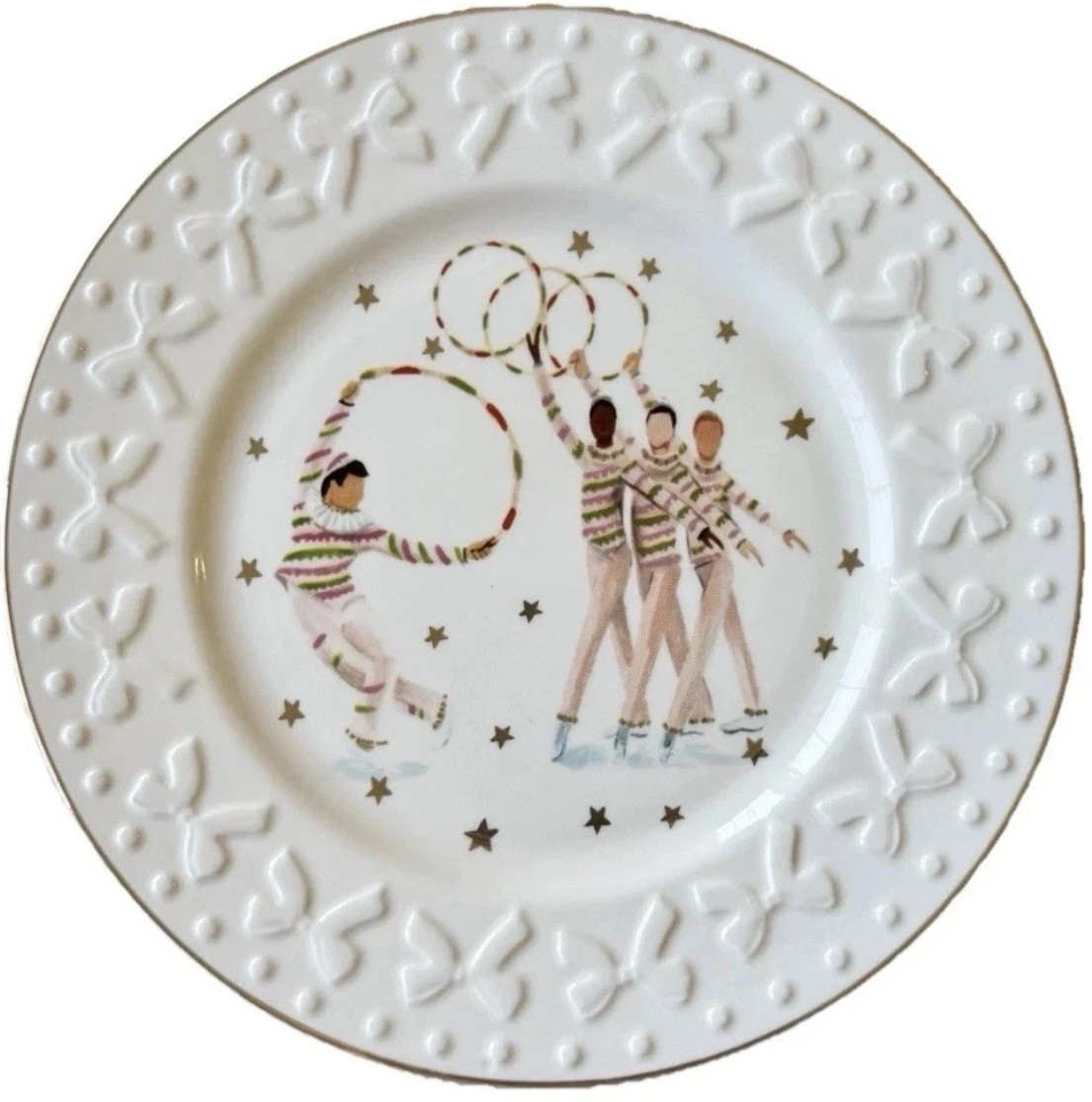 NEW ANTHROPOLOGIE NYC BALLET CHRISTMAS NUTCRACKER DESSERT SIDE PLATE CANDY CANES