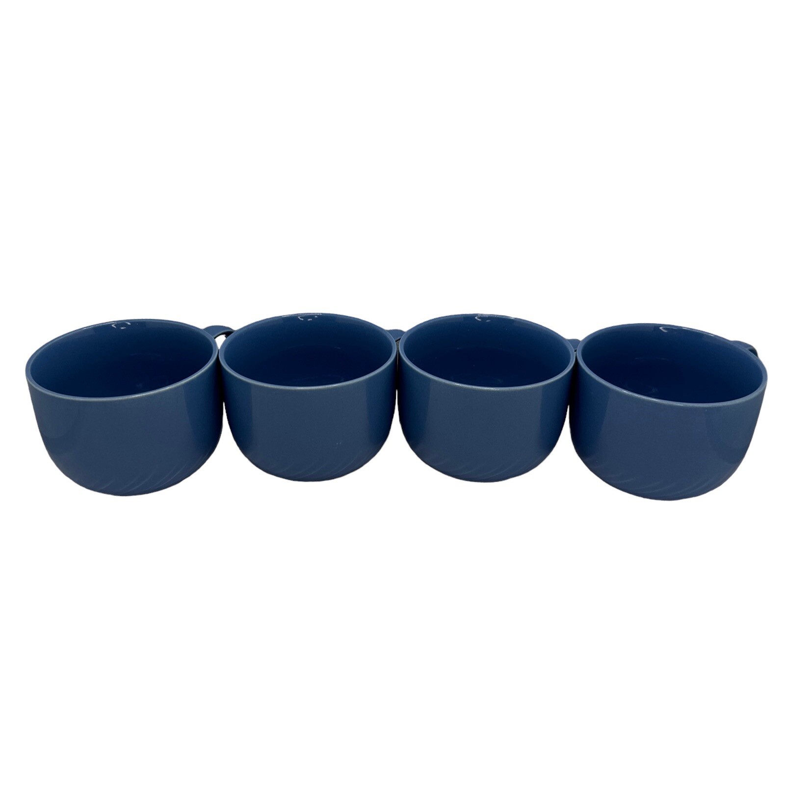 Mid Century RS Japan Blue Ceramic Mugs Set of 4 Vintage 8 oz Coffee Cups