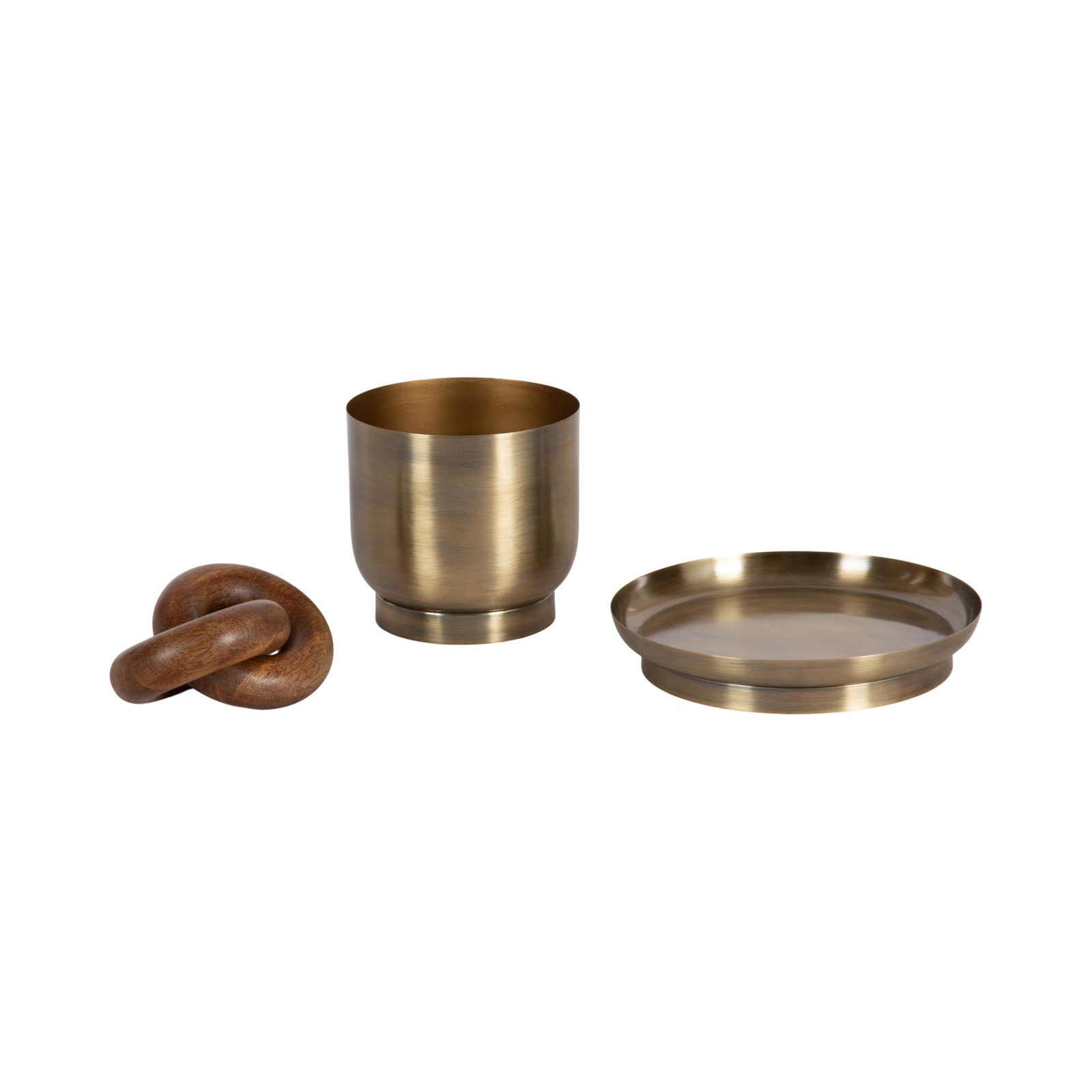 Kate and Laurel Anaya Wooden Three-Piece Decor Accent Brass,Set of 3,Modern ,