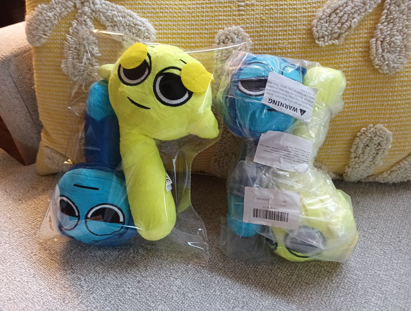 Sprunki Soft Plush Toys 4 Pcs Yellow & Blue Plush Doll 9.8" Sprunki Horror Game 