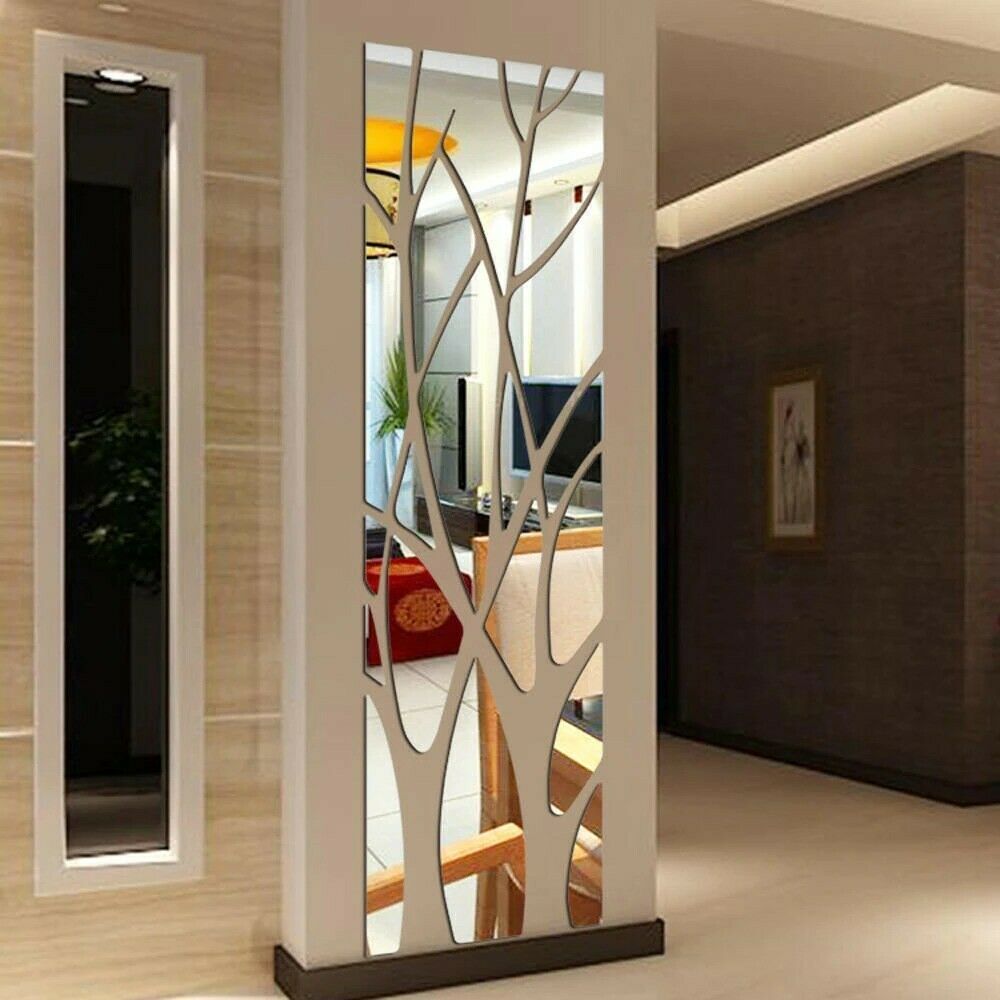 3D DIY Mirror Art Removable Wall Stickers Acrylic Mural Decal Home Bedroom Decor