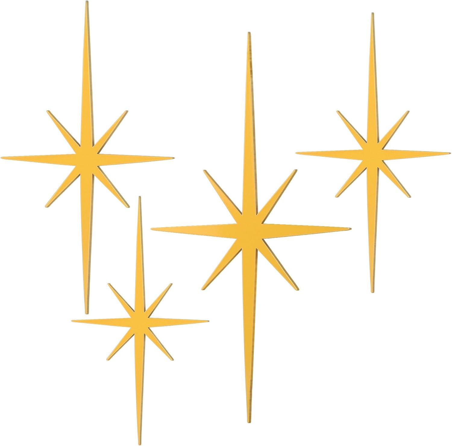 4 Pcs Cast Iron Starburst Wall Art, Gold Mid Century Modern Metal Decor for Home