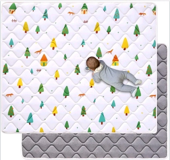 Premium Foam Baby Play Mat 50" x 50", Soft Microfiber Fabric Crawling Mat for...