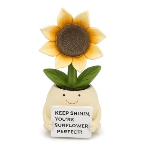 Inspirational Sunflower Gifts for Women Men, Keep Shining Resin Desk Decor, 