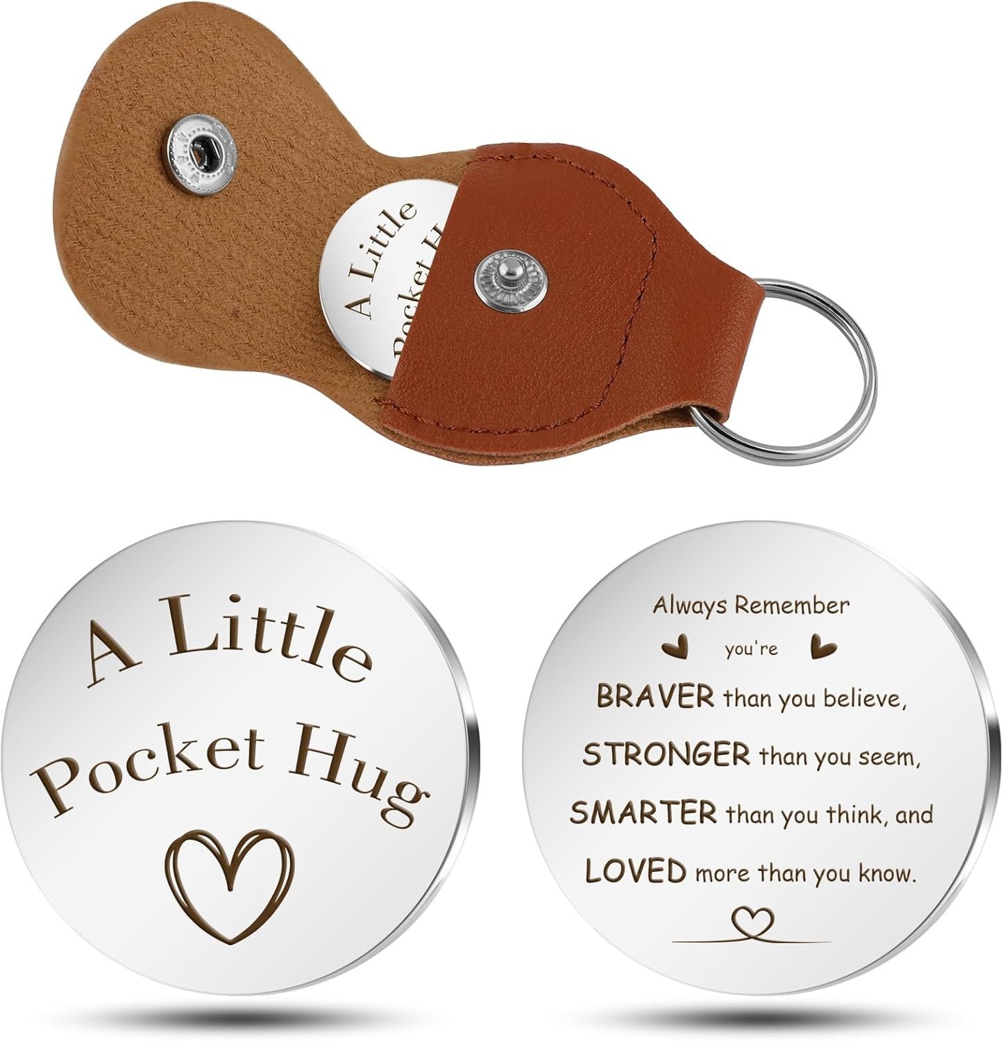 Pocket Hug Token Keychain for Women & Men - Inspirational Gifts for Him & Her 