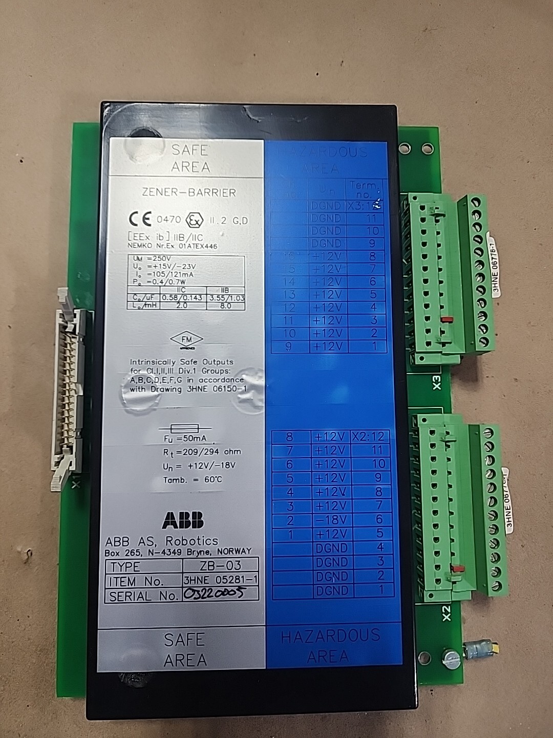 ABB 3HNE 05281-1 BARRIER BARRIER ZB-03