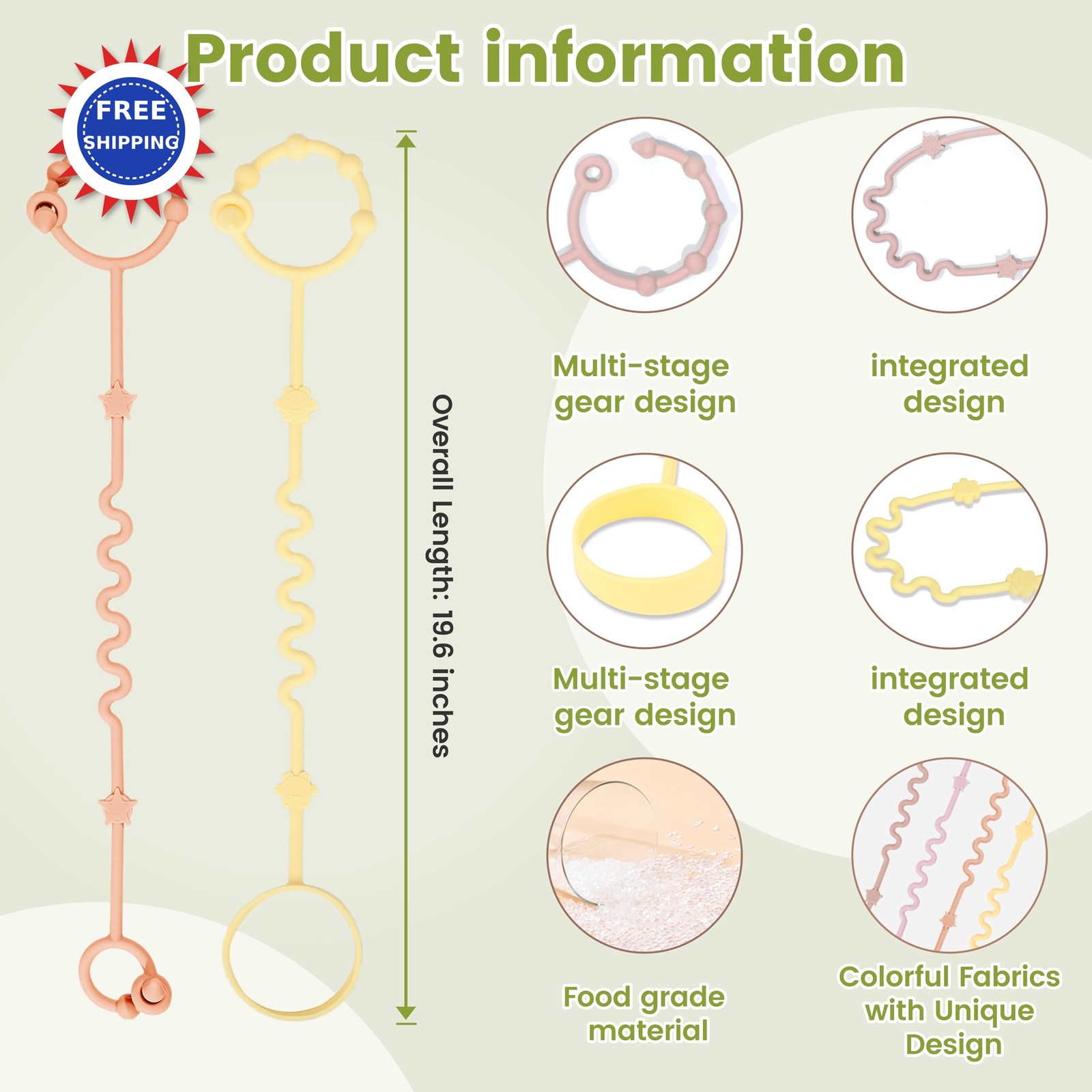 Toy Straps Silicone Setpacifier Clip Baby Car Seat Teether Stroller Accessories