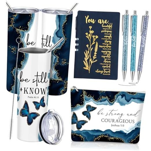 6 Pcs Christmas Christian Gift for Women Inspirational Present for Dark Blue