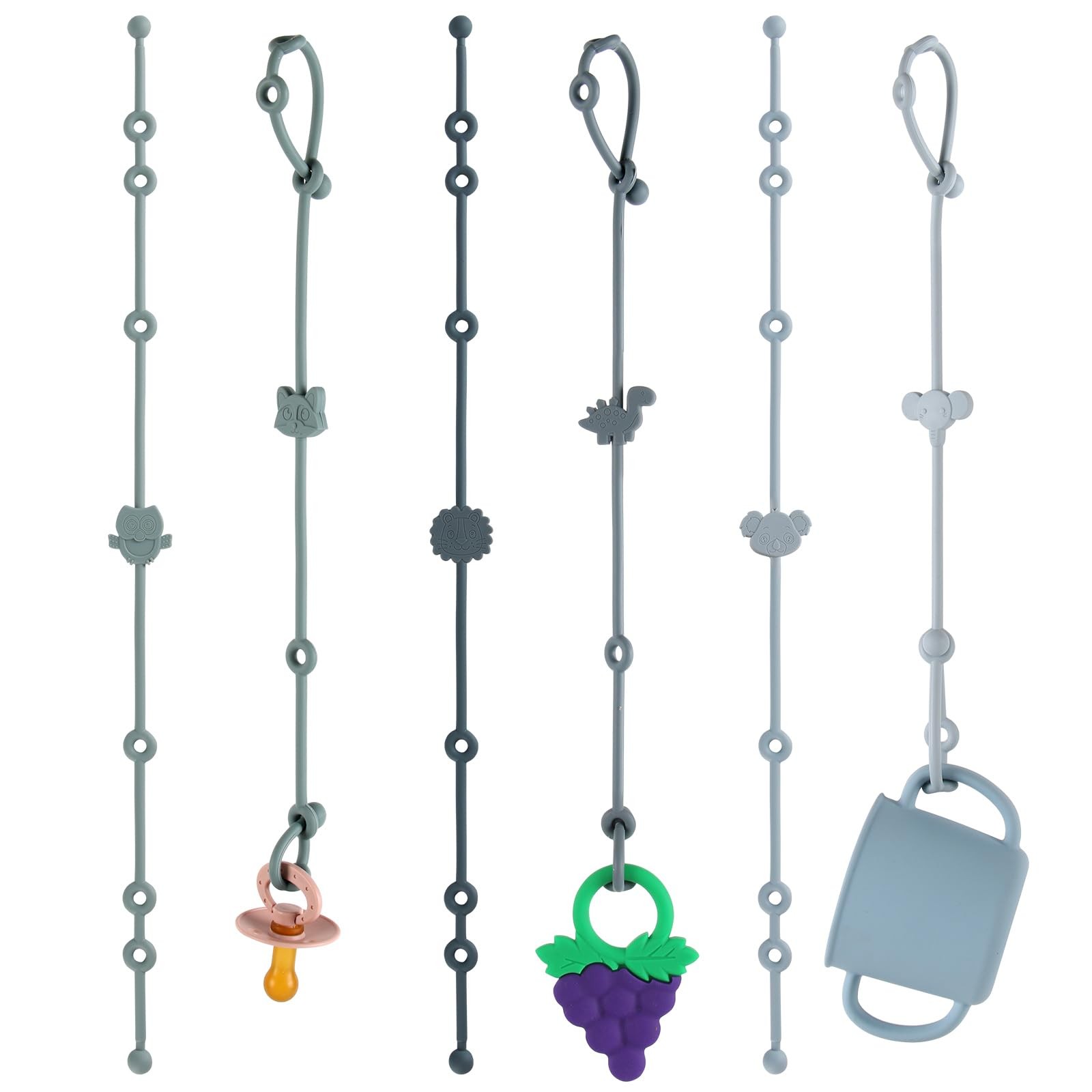 6-Pack Baby Toy Straps, Silicone High Chair  Stroller Straps, Toddler Bottle