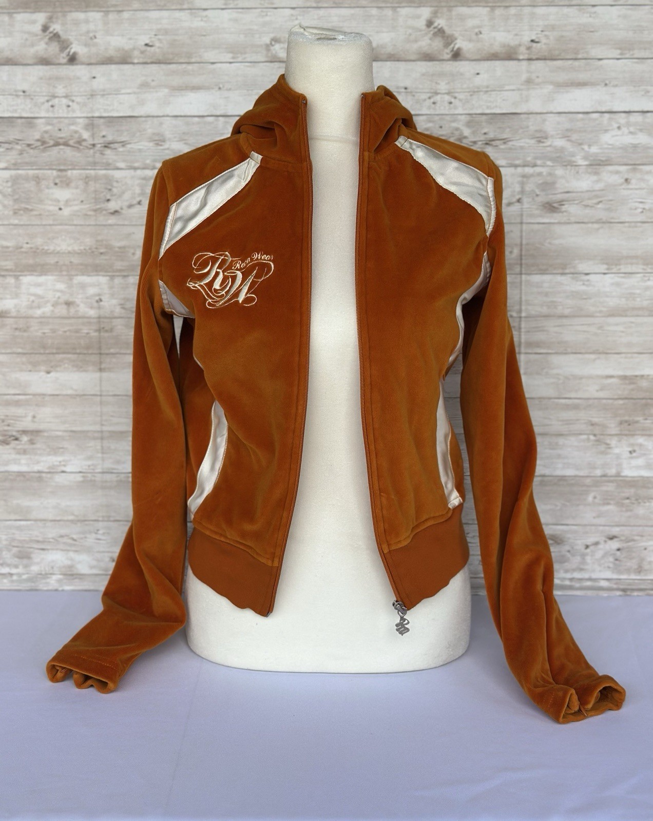 Vintage Y2k Rocawear Orange Jacket Velour Small Streetwear Fall Embroidery