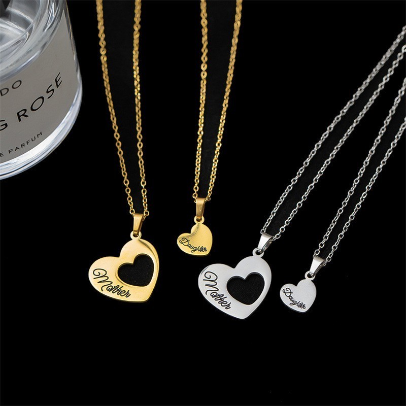 Mother Daughter Heart Necklace Set Matching Jewelry Pendant Mothers Day Gift