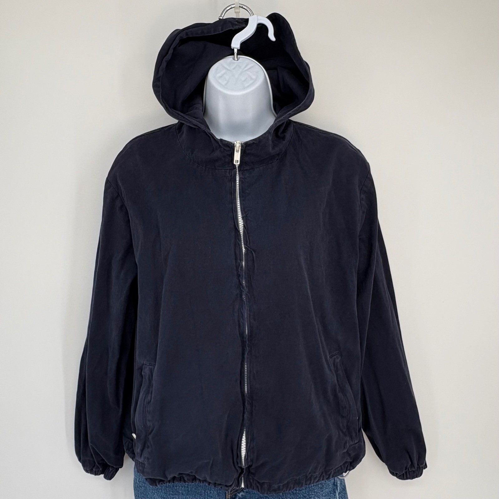 J Galt Brandy Melville Navy Hoodie Zip Jacket Heavyweight Bomber M/L Streetwear