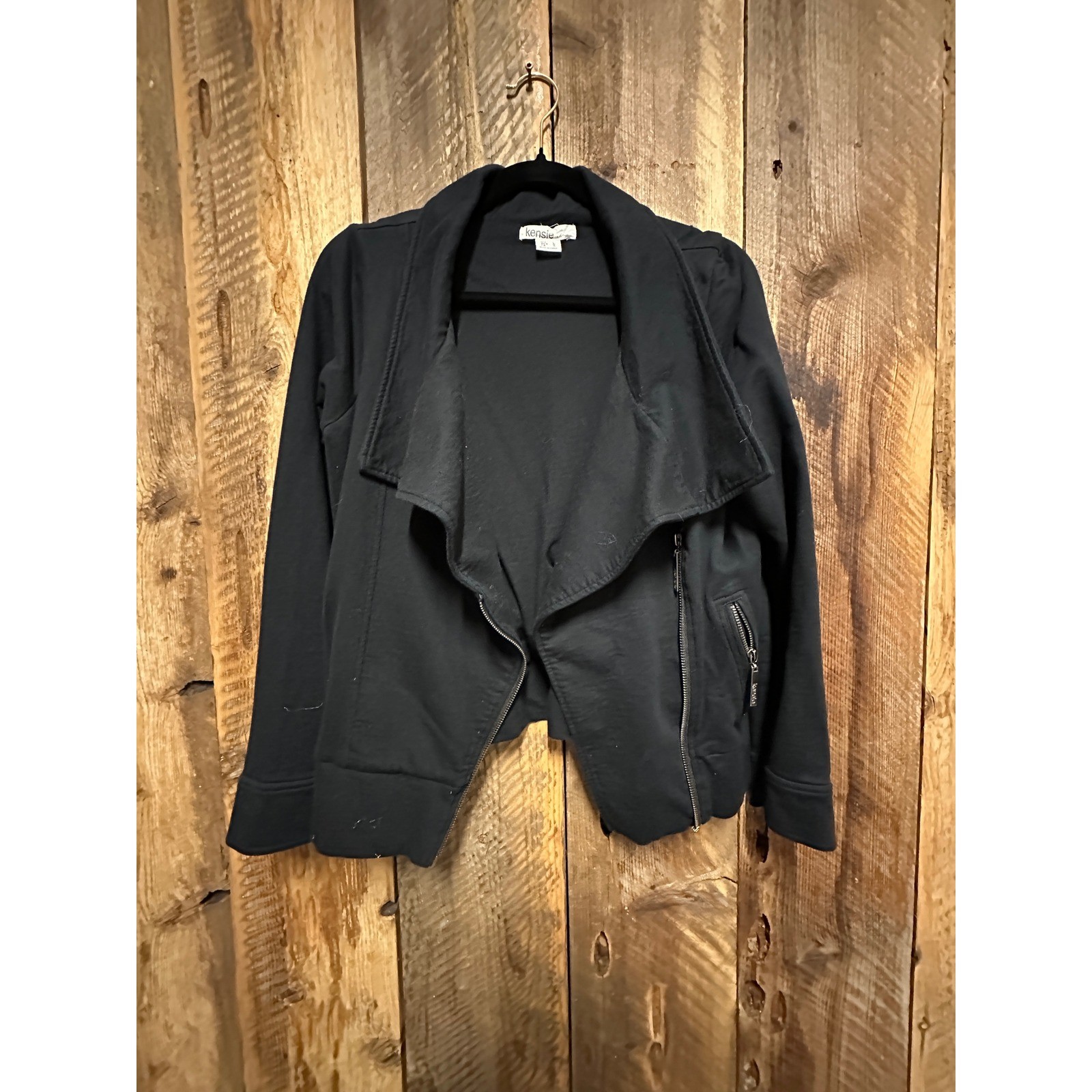 Asymmetrical Zip Jacket Womens L Minimalist Urban Soft Tailored Capsule Grunge