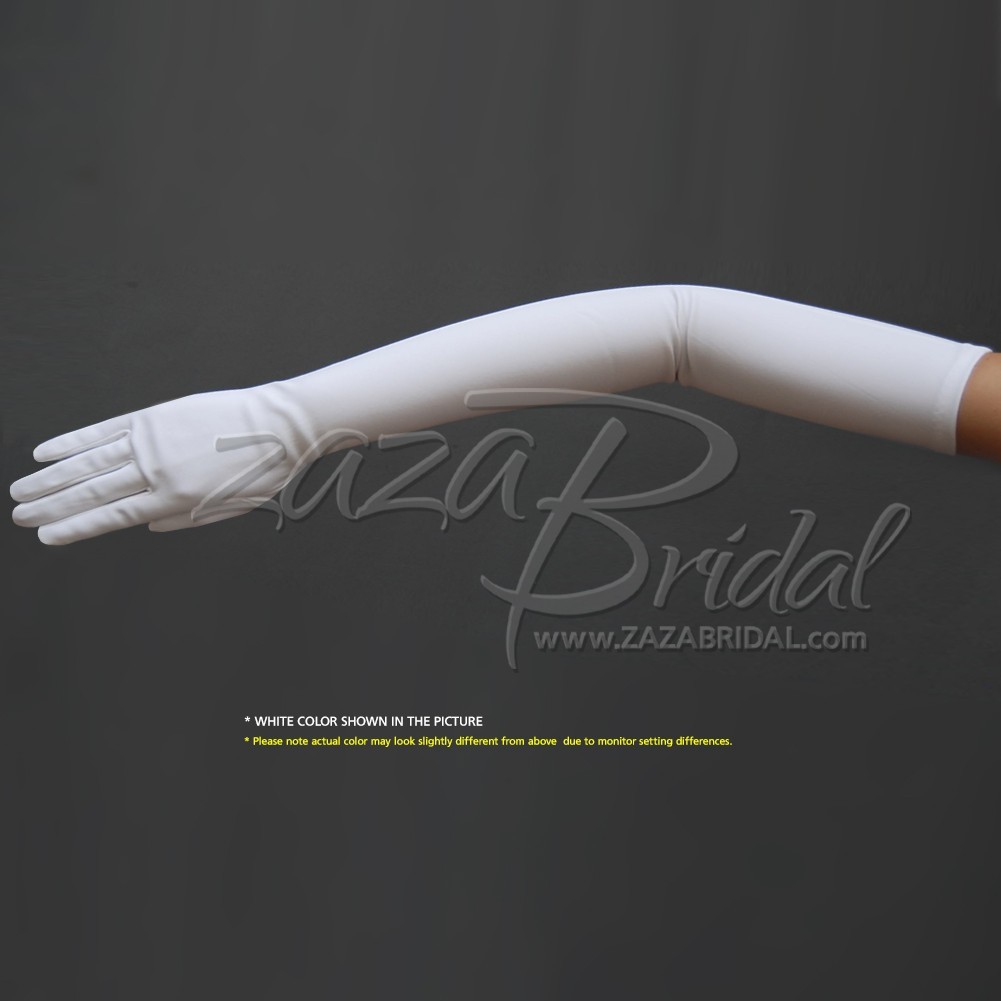 23.5" Long Stretch Dull Matte Satin Gloves Opera Length / No Shine, Elegant Look