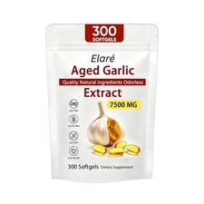 Elare Aged Garlic Extract, 300 Softgels, 7500mg Odorless | Heart & Immune pack 1