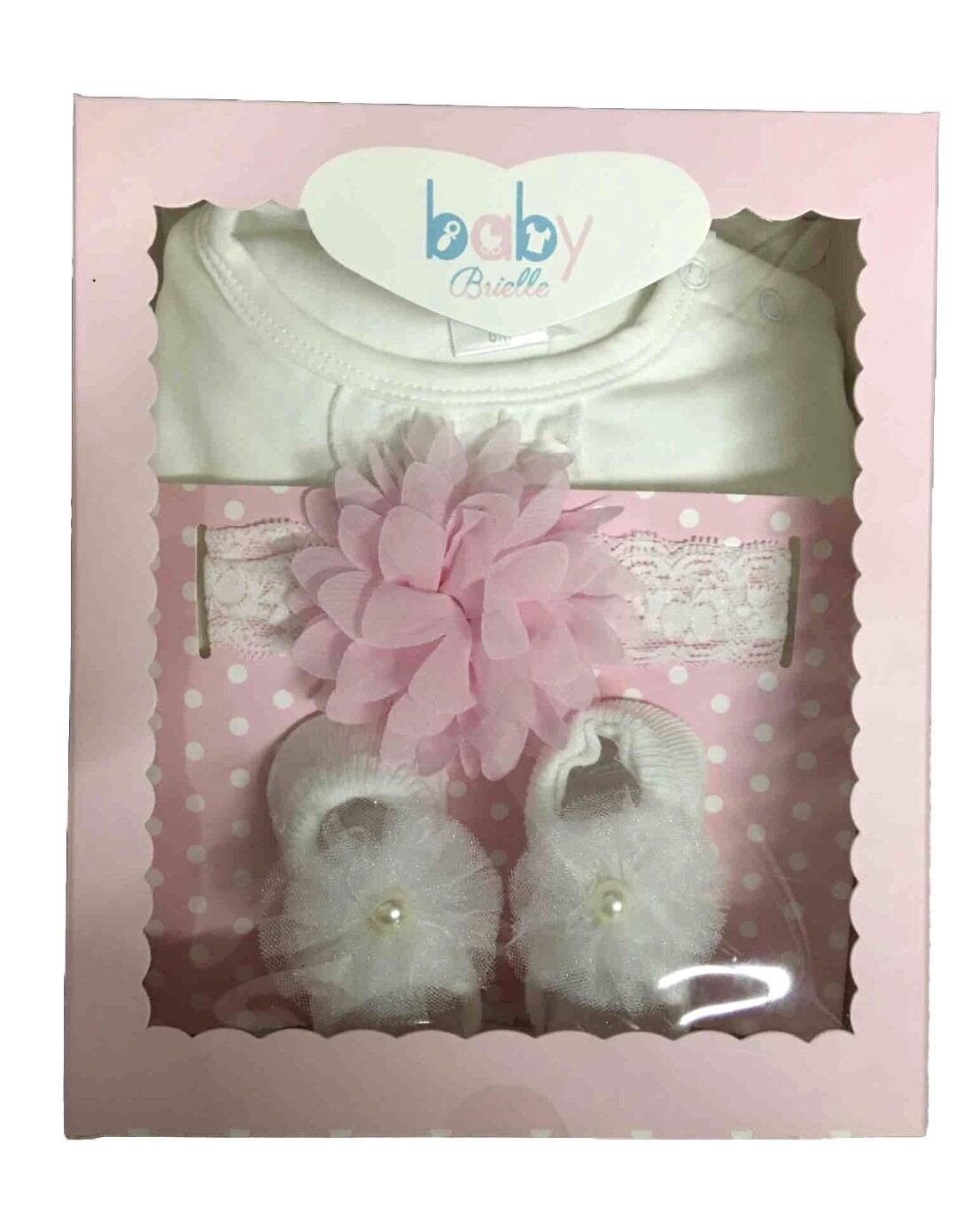 Baby Brielle 4 Piece Girl Gift Set (Pink Lace, 6 Month) NEW