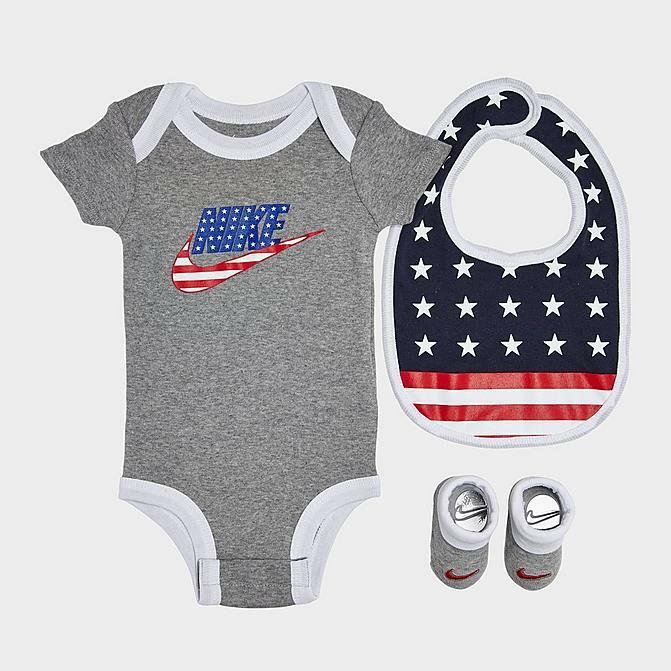 3 Piece USA Nike Baby Gift, 0-6 Months, Bodysuit Bib Booties, Patriotic B13 MPO