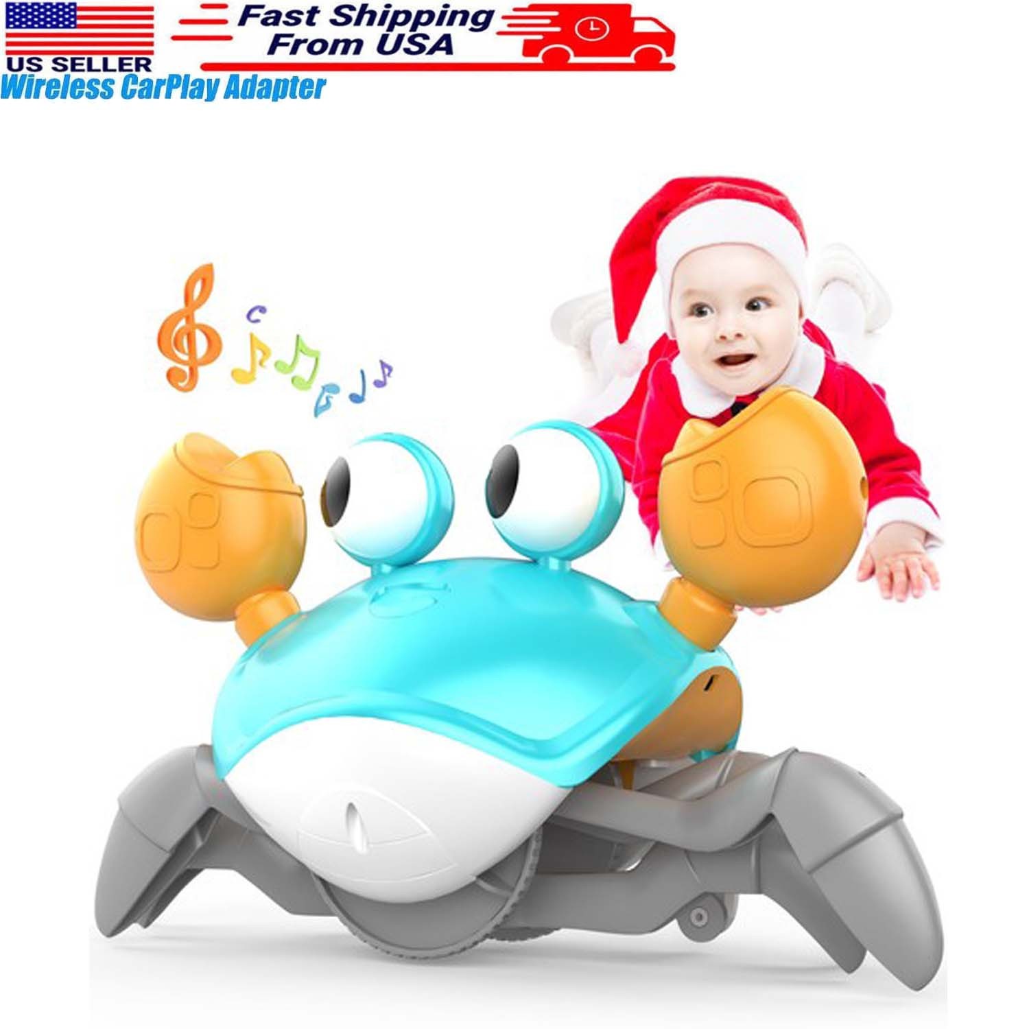 Crawling Crab Baby Toy Infant Tummy Time Crawl Music Gift Boys Girls 0-36M Green