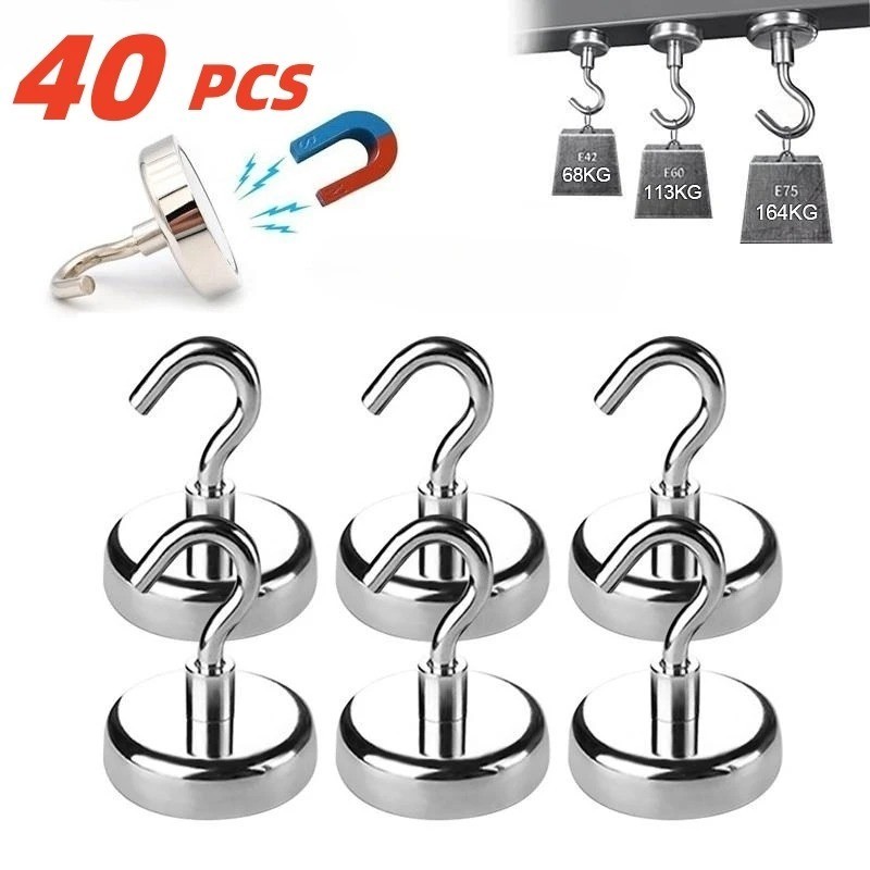 1-40PCS Strong Magnetic Hooks Multi-Purpose Storage Hooks Home Kitchen Bar Stora