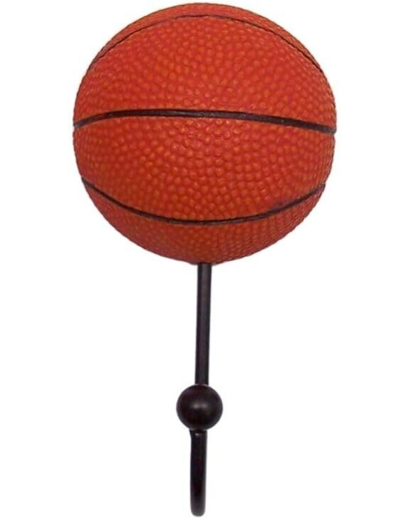 Basketball Wall Hook, Sporty Interior Design, Wall Mounted Decor, 5.25 Inches