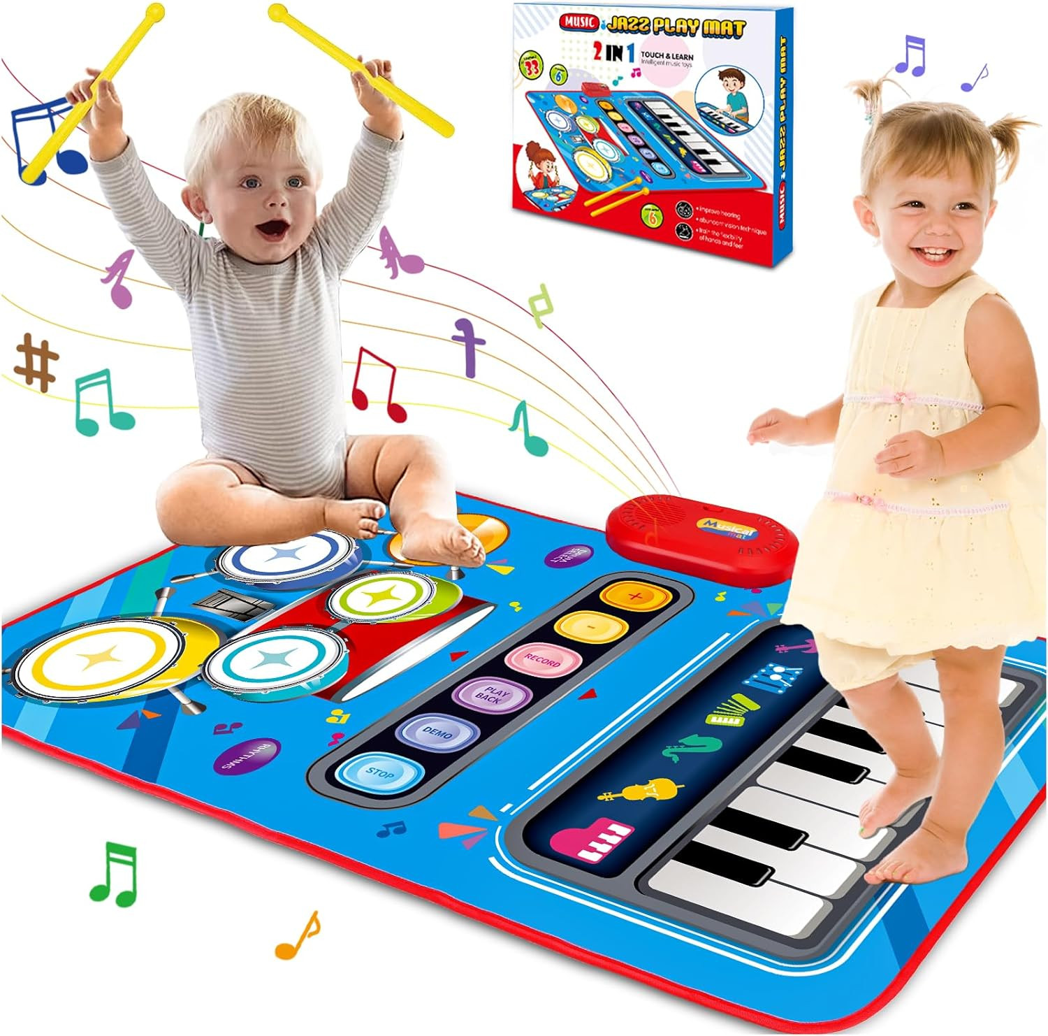Baby Toys for 1 Year Old: Baby Musical Mat Toddler Toys Age 1-2 - 2 in 1 Pia Dru