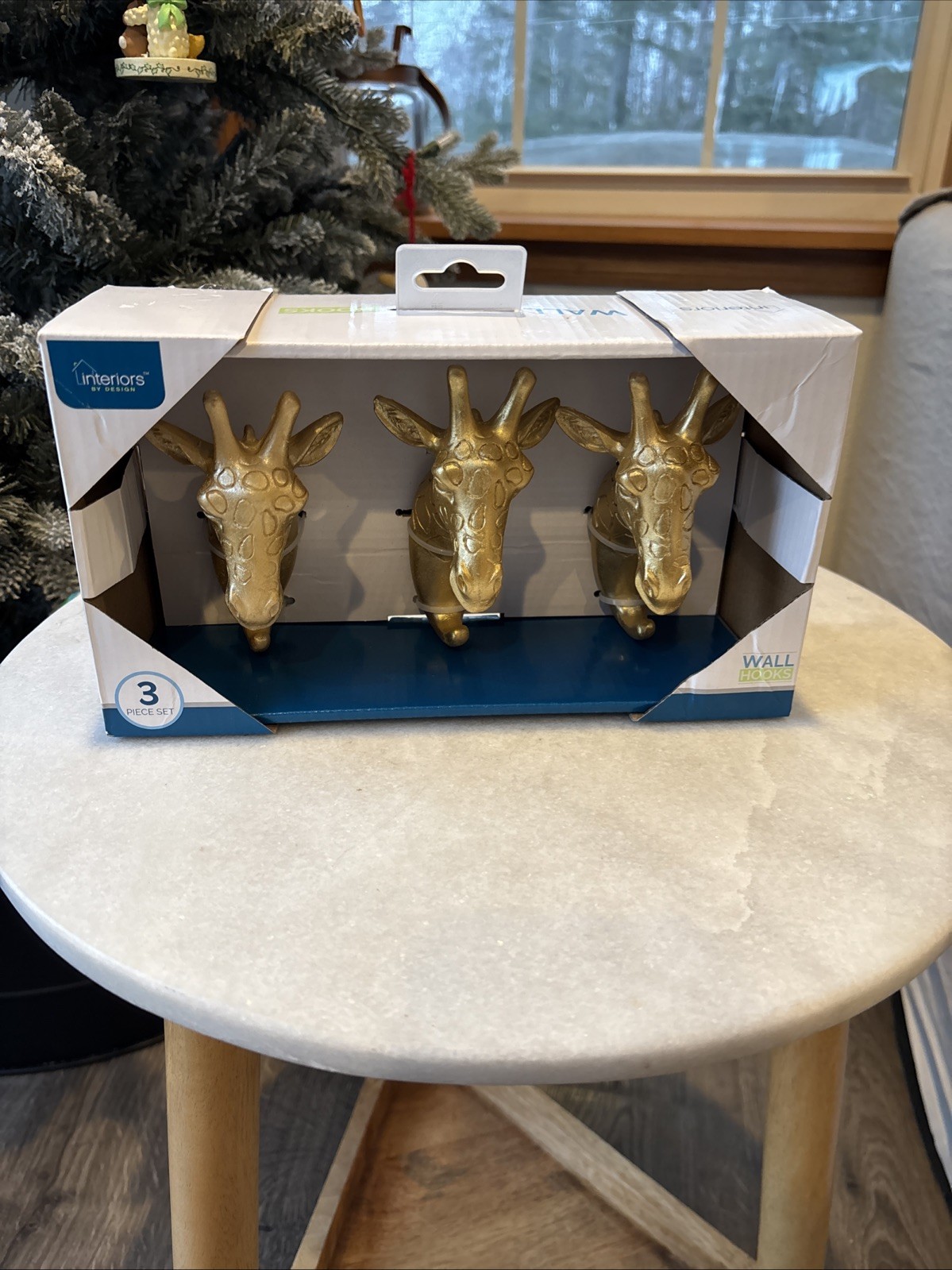 New Interiors by Design Gold Giraffe Head Africa Safari Wall Hooks