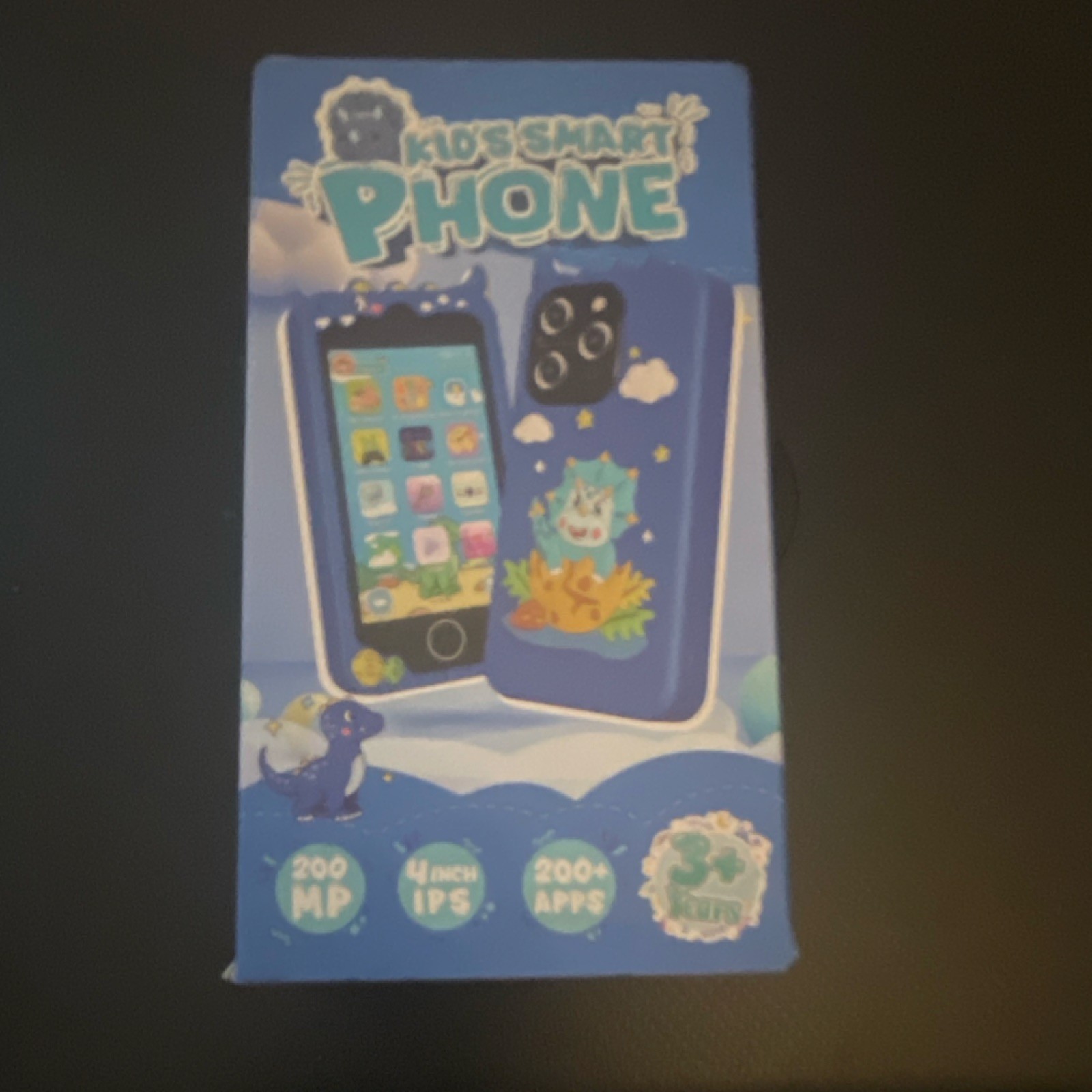 Kids Smart Phone Electronic Learning System Blue 4" IPS 200MP Android Toy