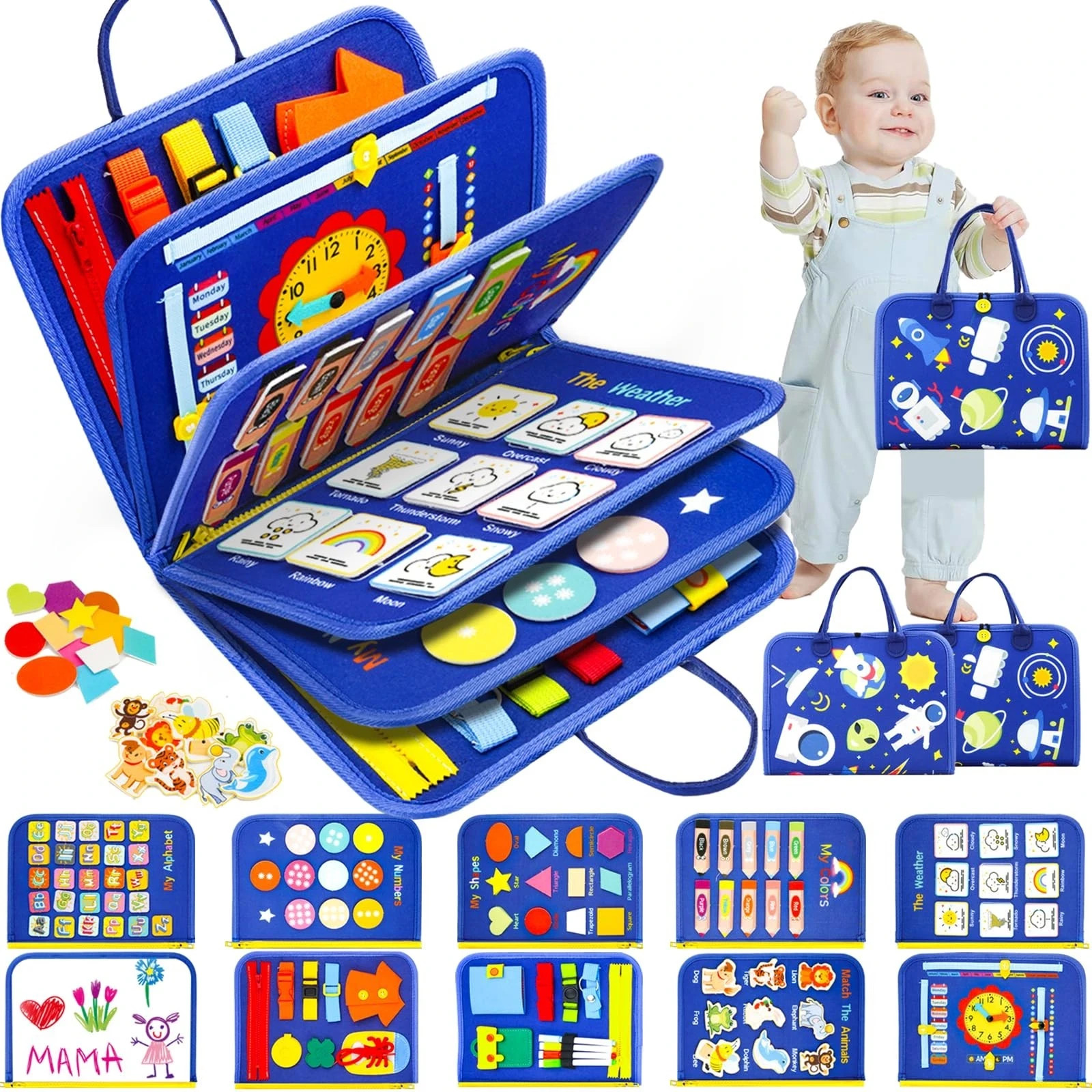 Toddler Montessori Busy Board Kids Montessori Learning Toys, Toddlers Travel Toy