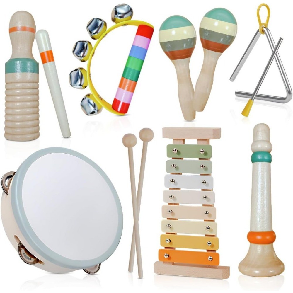 3+ Toddler Musical Instruments, 7 in 1 Baby Montessori Wooden Musical Toys