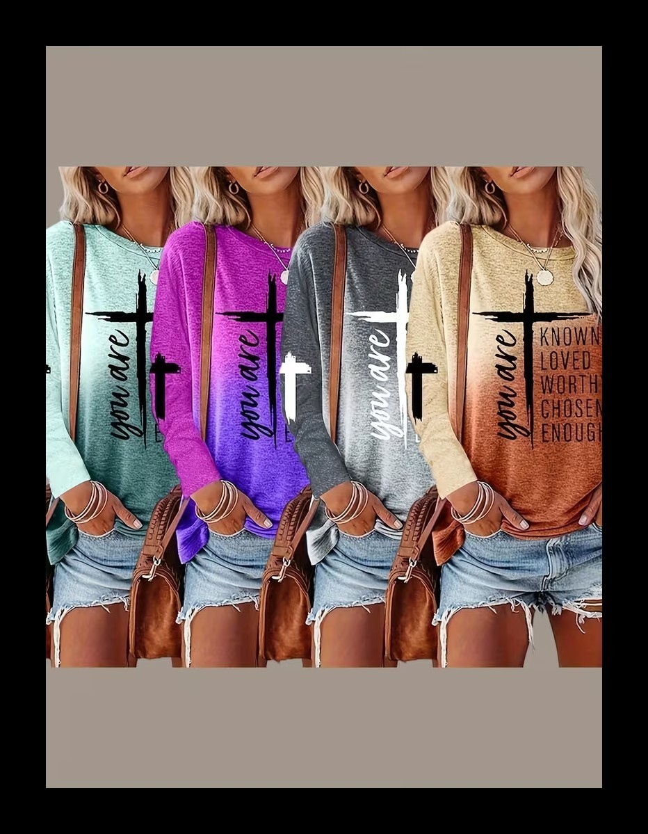 Women's Long Sleeve T Shirts Inspirational Faith Based You Are Known...Size L