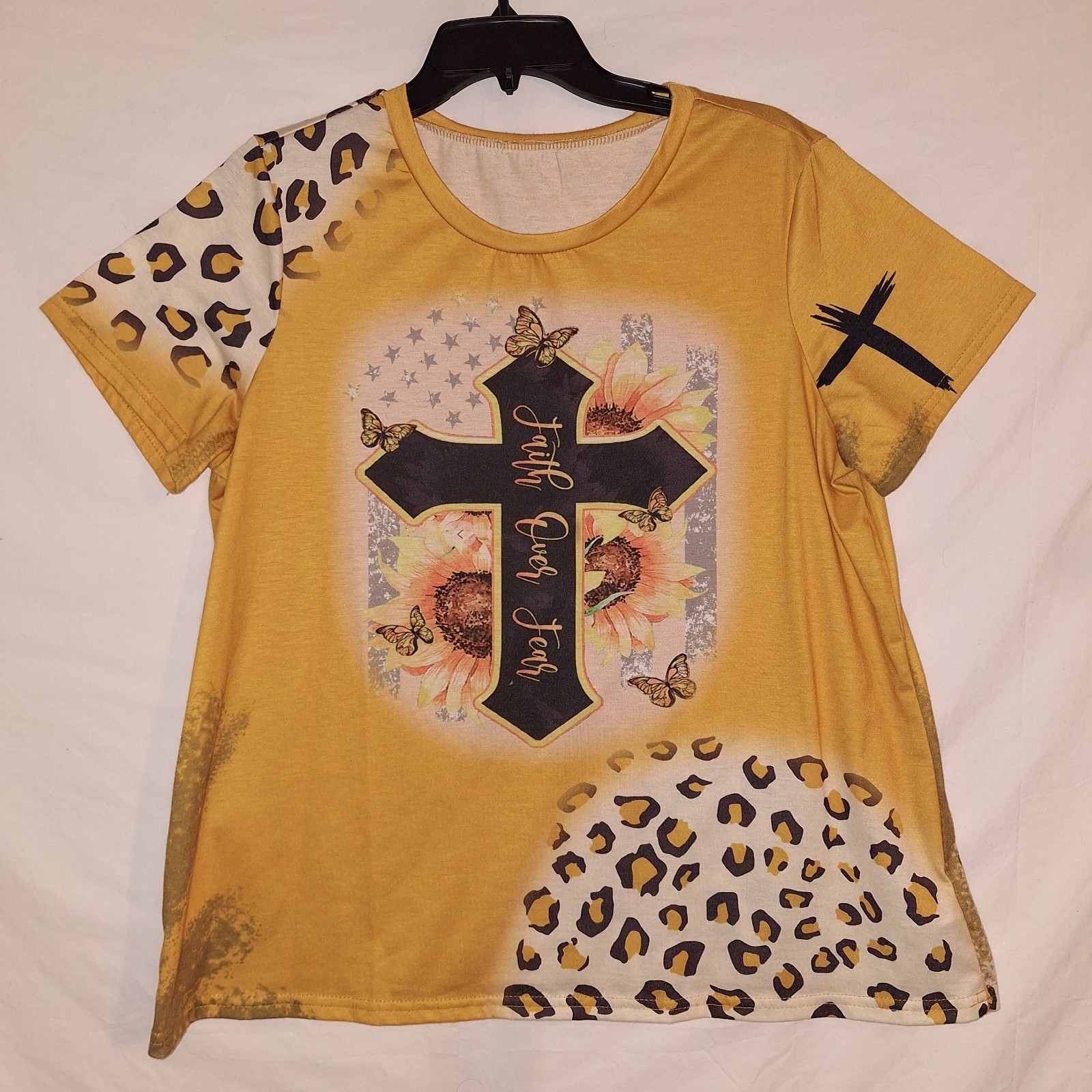 Christian Inspirational Graphic Tee Yellow 0XL Shein Religious Casual Women's