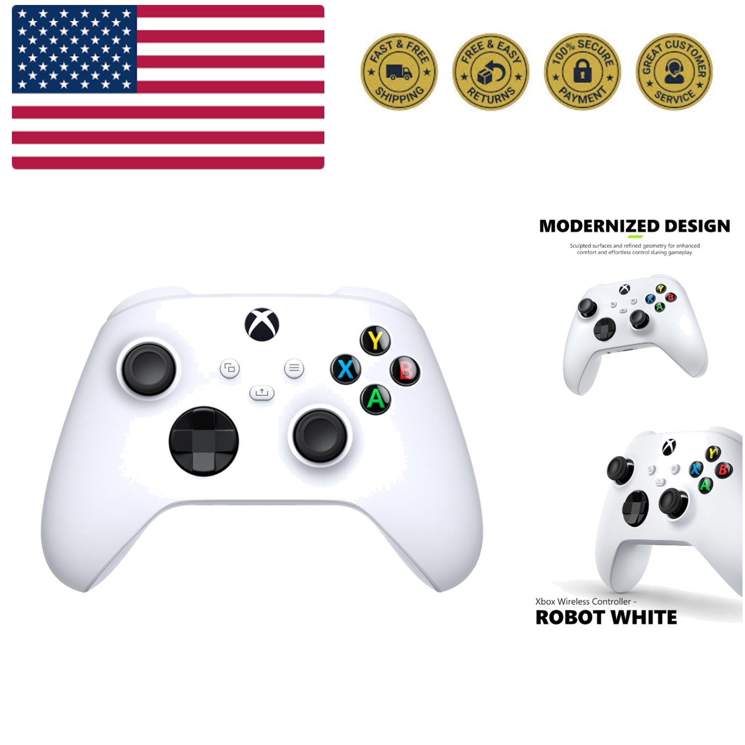 Wireless Gaming Controller 2025 – Robot White – Play on , Windows, Android, i...