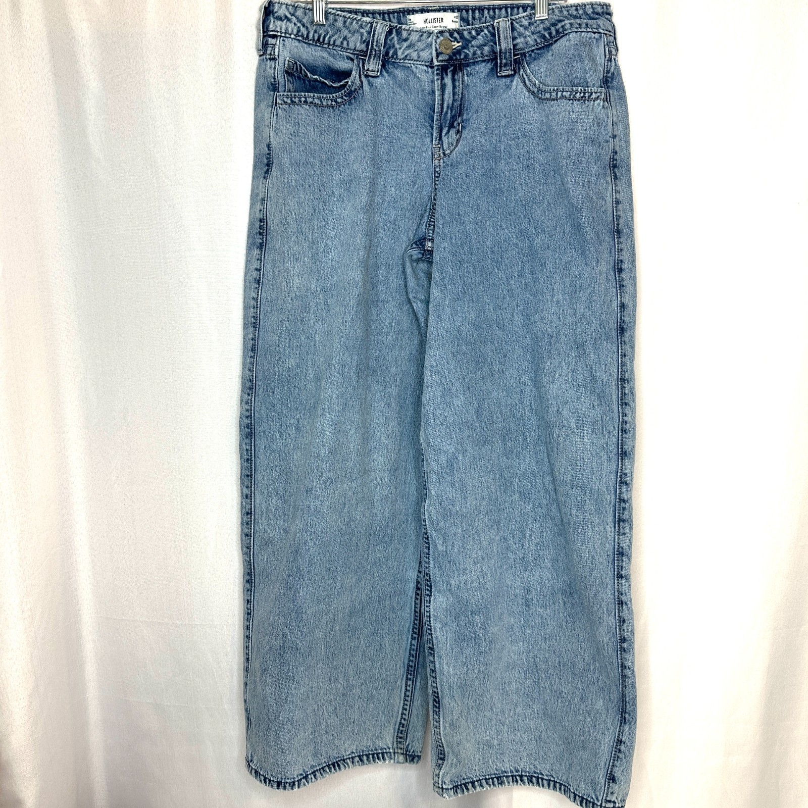 Y2K Surf Streetwear Hollister Women Low Rise Super Baggy Wide Leg Jeans, Size 14